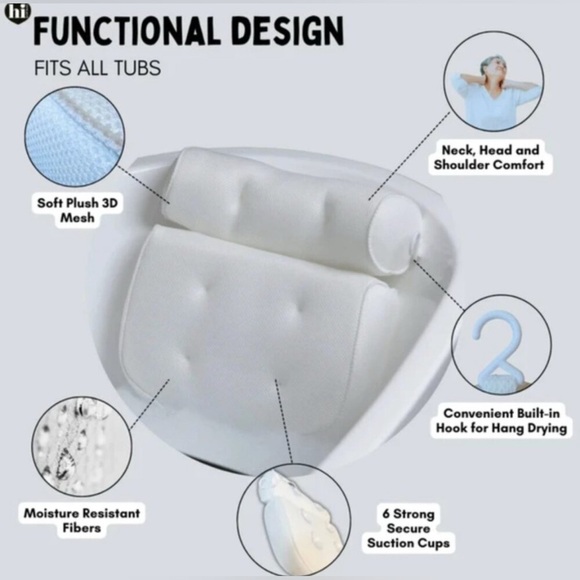 Hi Peach Layne Comfort Cloud Bath Pillow in White - Picture 3 of 4